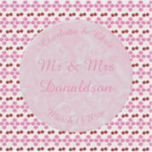 ピンク春の結婚式さくらんぼ花とさくらんぼ シール (正面)