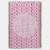 ピンク春の結婚式さくらんぼ花とさくらんぼ スローブランケット (正面縦)