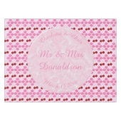 ピンク春の結婚式さくらんぼ花とさくらんぼ テーブルクロス (正面(横))