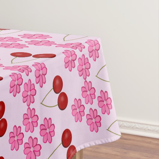 ピンク春の結婚式さくらんぼ花とさくらんぼ テーブルクロス (インサイチュ)