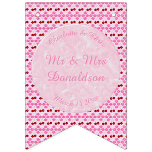 ピンク春の結婚式さくらんぼ花とさくらんぼ バンティングフラッグ