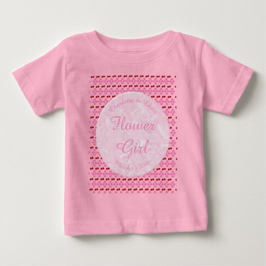 ピンク春の結婚式さくらんぼ花とさくらんぼ ベビーTシャツ (正面)