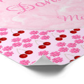 ピンク春の結婚式さくらんぼ花とさくらんぼ ポスター (角)