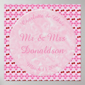 ピンク春の結婚式さくらんぼ花とさくらんぼ ポスター (正面)