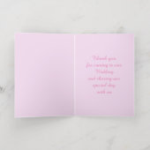 ピンク春の結婚式さくらんぼ花とさくらんぼ 箔グリーティングカード (内側レイダウン)