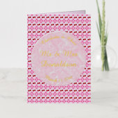 ピンク春の結婚式さくらんぼ花とさくらんぼ 箔グリーティングカード (正面)