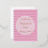 ピンク春の結婚式さくらんぼ花とさくらんぼ 箔シーズンポストカード (正面/裏面)