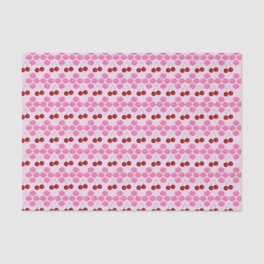 ピンク春の結婚式さくらんぼ花とさくらんぼ 薄葉紙 (正面)