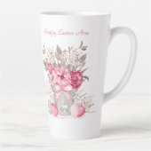 ピンク春の花パーソナライズされた復活祭 カフェラテマグ (右)