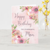 ピンク春の花ママ誕生日カード カード (黄色い花)