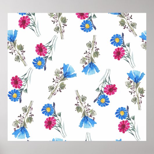 ピンク春の花水彩植物学 ポスター (正面)