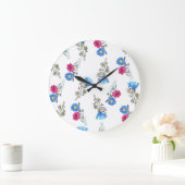 ピンク春の花水彩植物学 ラージ壁時計 (ホーム)