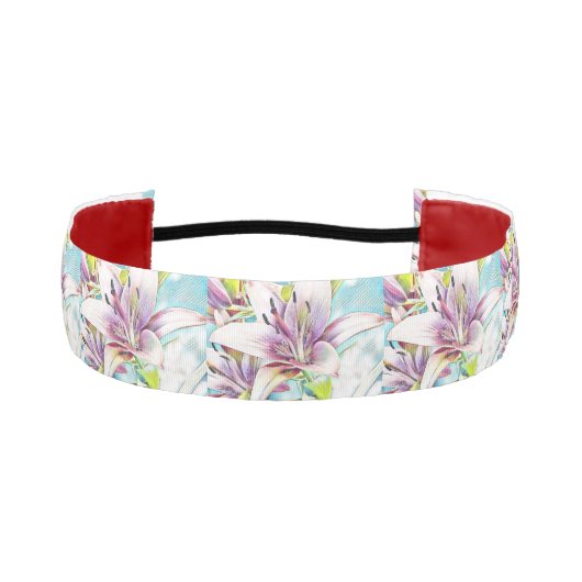 ピンク春アゼア花スケッチ アスレチックヘッドバンド (正面)