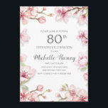 ピンク春ガーデンフローラ80thバースデーパーティー 招待状<br><div class="desc">ピンクエレガントと白の春ガーデンフローラ80th誕生日パーティーの女性のための招待</div>