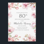 ピンク春ガーデンフローラ80thバースデーパーティー 招待状<br><div class="desc">ピンクエレガントと白の春ガーデンフローラ80th誕生日パーティーの女性のための招待</div>