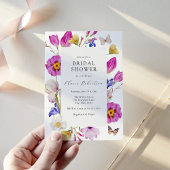 ピンク春チューリップフラワーズブライダルシャワー 招待状