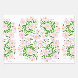 ピンク春バタフライラッピング紙 ラッピングペーパーシート