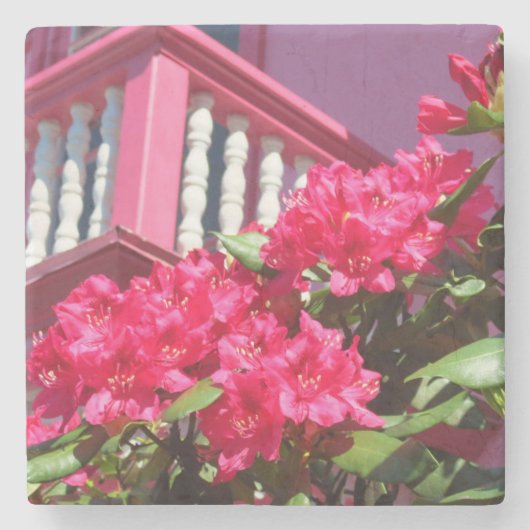 ピンク春バルコニー – マーサズヴィネヤード ストーンコースター (正面)
