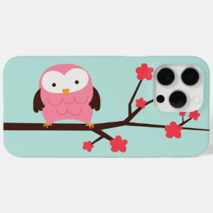 ピンク春フクロウ iPhone 15 PRO MAXケース