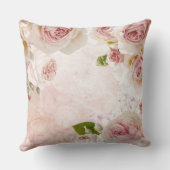 ピンク春フラワーバラパステルコラージュ クッション (裏面)