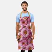 ピンク春フローラピンクデイジーピンクの花 エプロン (着用した状態)