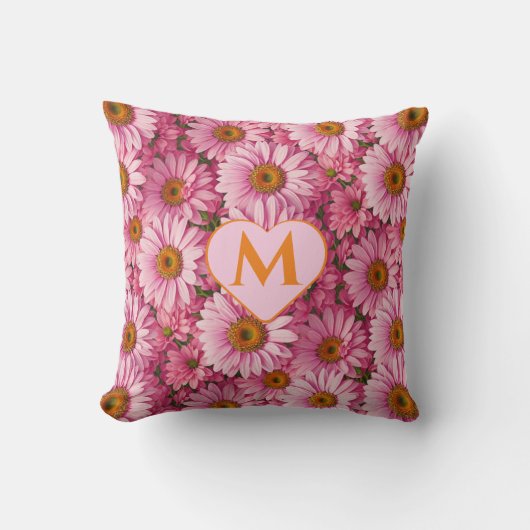 ピンク春フローラピンクデイジーピンクの花 クッション (正面)