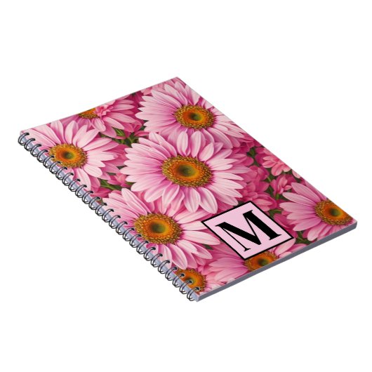 ピンク春フローラピンクデイジーピンクの花 ノートブック (右側)