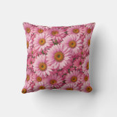 ピンク春フローラピンクデイジーレトロピンク花 クッション (裏面)