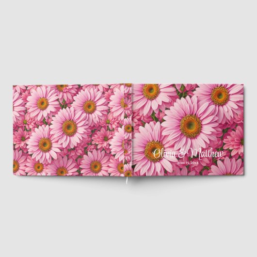 ピンク春フローラピンクデイジーレトロピンク花 ゲストブック (全面)