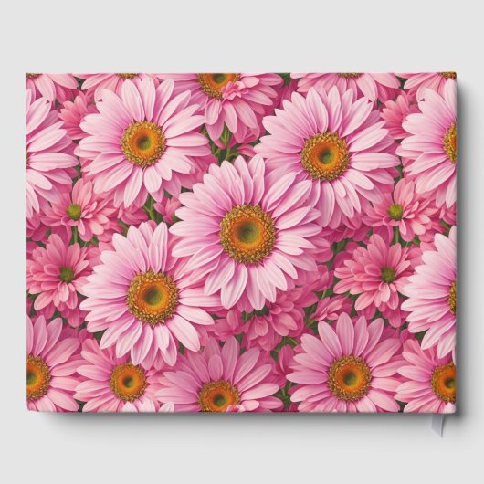 ピンク春フローラピンクデイジーレトロピンク花 ゲストブック (裏面)