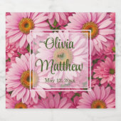 ピンク春フローラピンクデイジーレトロピンク花 スパークリングワインラベル (シングルラベル)