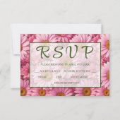 ピンク春フローラピンクデイジーレトロピンク花 出欠カード (正面)