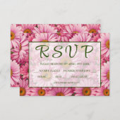 ピンク春フローラピンクデイジーレトロピンク花 出欠カード (正面/裏面)