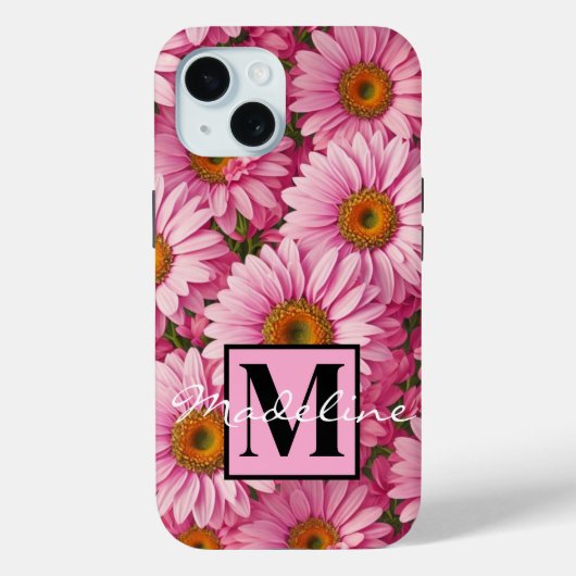 ピンク春フローラピンクデイジーレトロピンク花 Case-Mate iPhoneケース (裏面)