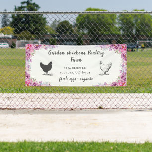 ピンク春フローラファームハウスバナー 横断幕