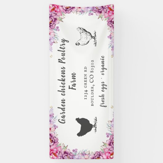 ピンク春フローラファームハウスバナー 横断幕 (縦)