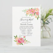 ピンク春フローラベビーまたはブライダルシャワーバイメール 招待状 (スタンド正面)