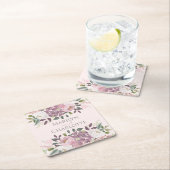 ピンク春フローラ結婚ブーケ スクエアペーパーコースター (インサイチュ)