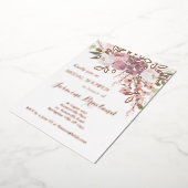 ピンク春ブライダルシャワーバラ金ゴールド 箔招待状 (回転した状態)