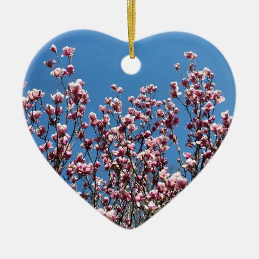 ピンク春マグノリアフラスズフローラオーナメント セラミックオーナメント (正面)
