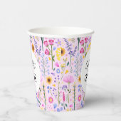 ピンク春ワイルドフラワーベビーガールファースト誕生日 紙コップ (右)