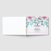 ピンク春水彩フローラ結婚のゲストブック ゲストブック (全面)