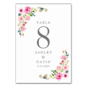 ピンク春水彩フローラ結婚ズ テーブルナンバー (正面)
