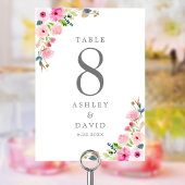 ピンク春水彩フローラ結婚ズ テーブルナンバー