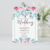 ピンク春水彩フローラ結婚式招待状 招待状 (スタンド正面)