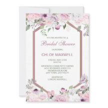 ピンク春花六角フレームブライダルシャワー