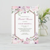 ピンク春花六角フレームブライダルシャワー 招待状 (スタンド正面)