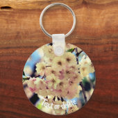 ピンク春花咲パーソナライズされたき キーホルダー (正面)