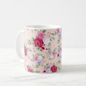 ピンク春花柄 コーヒーマグカップ (正面左)