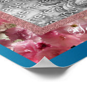 ピンク春花花デザイン額写真 ポスター (角)